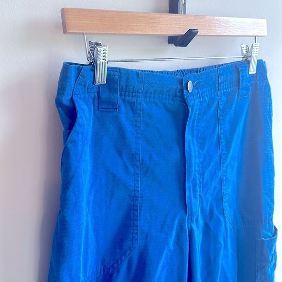 Men’s Carhartt Royal Blue Scrub Pants Textured Cargo Small Short - Picture 2 of 8